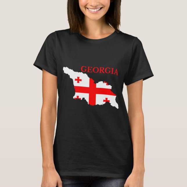 Georgien Land T-Shirt Georgia Land Flagga Karta (Framsida)