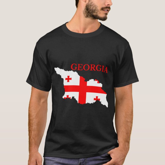 Georgien Land T-Shirt Georgia Land Flagga Karta (Framsida)