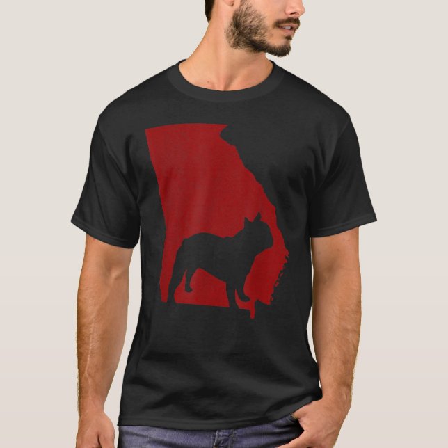 Georgien med Bulldog Distress Red Hund älskare Shi T Shirt (Framsida)