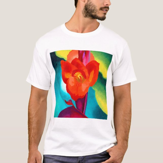 Georgien O Keeffe Red Canna T Shirt (Framsida)
