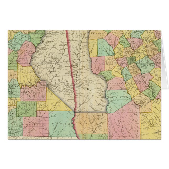 Georgien och Alabama 3 Hälsningskort (Framsidan Horizontal)