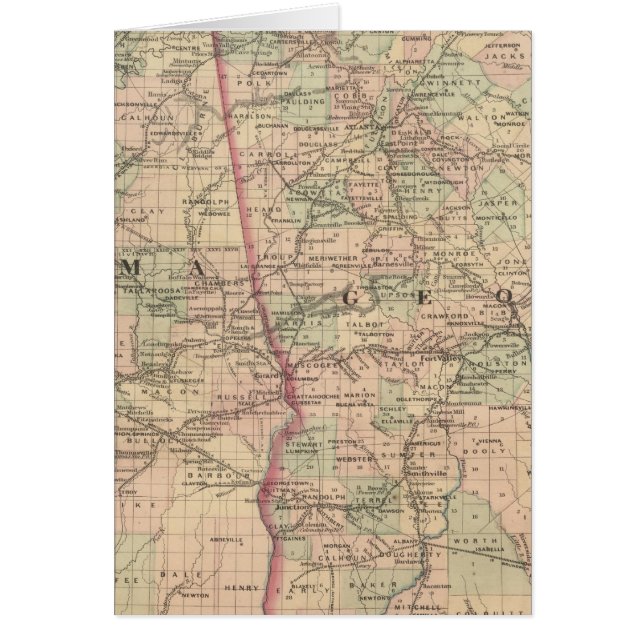 Georgien och Alabama Hälsningskort (Framsidan)