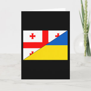Georgien Ukraina Flagga Georgisk Ukrainsk Stolthet Kort