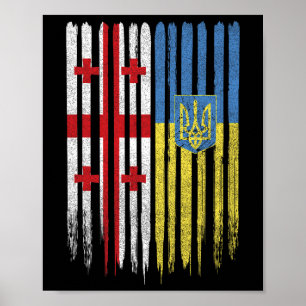 Georgien Ukraina Georgisk Ukrainsk Flagga Poster