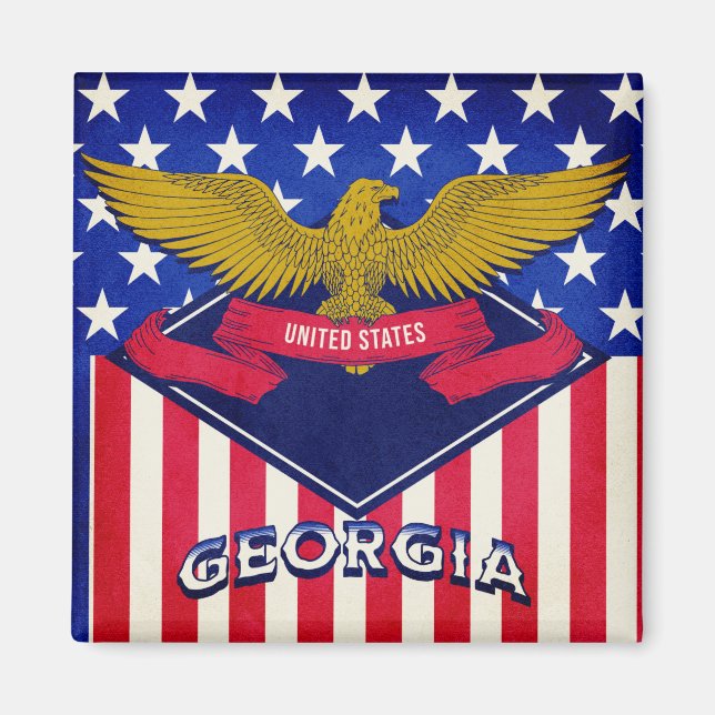 Georgien USA flagga Magnet (Framsidan)