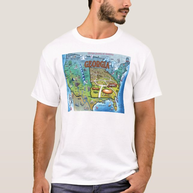 Georgien USA Karta Tee (Framsida)