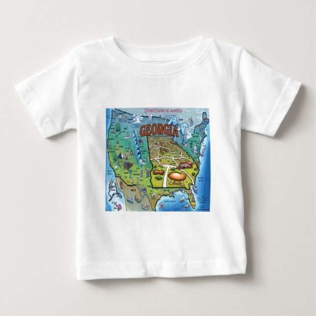 Georgien USA Karta Tee (Framsida)