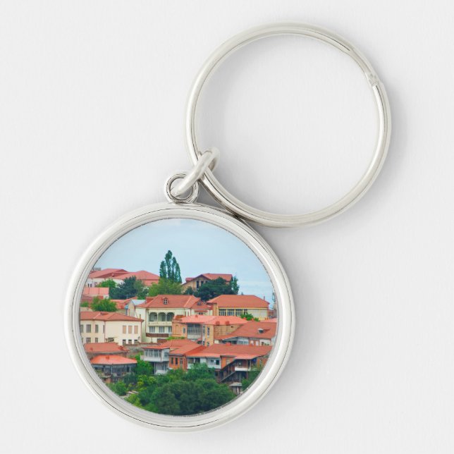 Georgiens eget landskap rund silverfärgad nyckelring (Framsidan)