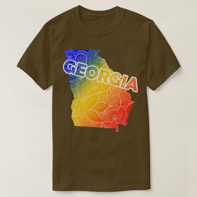 Georgiens färgade mandala art karta med texten i b t shirt (Design framsida)
