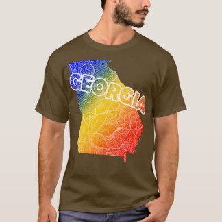 Georgiens färgade mandala art karta med texten i b t shirt