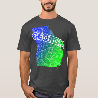 Georgiens färgade mandala art karta med texten i b t shirt
