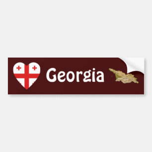 Georgiens flagga Hjärta + Karta Bildstämpel Bildekal