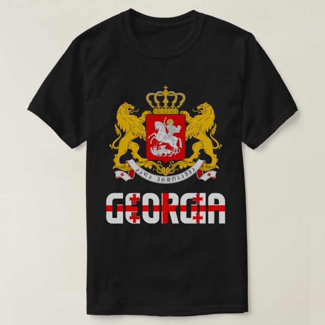 Georgiens Flagga och Jacka av Arm Patriotic T Shirt (Design framsida)