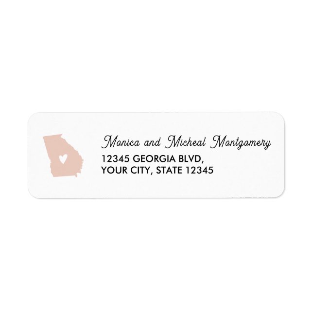 GEORGIENS Karta med hjärta - ANY FÄRG! Returadress Etikett (Framsidan)