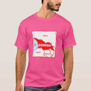 Georgiens politiska karta i flagga i färg. Närligg T Shirt