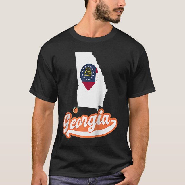 Georgiens statsöversikter med flagga GA Raglan T Shirt (Framsida)