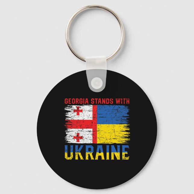 Georgisk-ukrainsk flagga - Vänskapsländer  Nyckelring (Framsida)