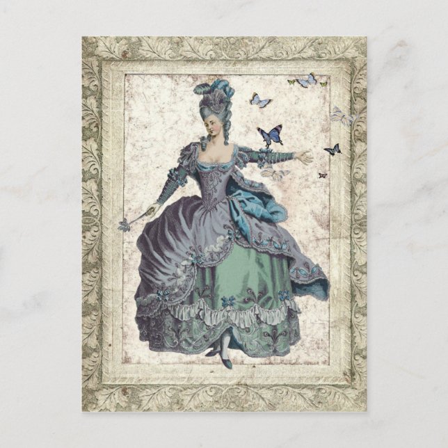 Georgiska Dam med fjärilar Vykort (Framsida)