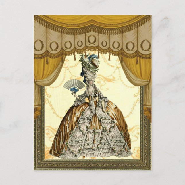 Georgiska Dam med fläkt - Guld Vykort (Framsida)