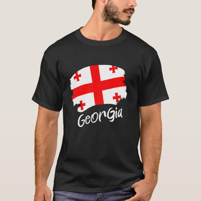 Georgiska flaggan Georgien T Shirt (Framsida)
