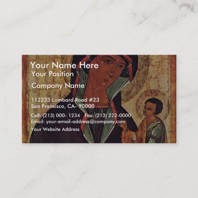 Georgiska Madonna av Meister Der Schule Von Visitkort (Framsida)