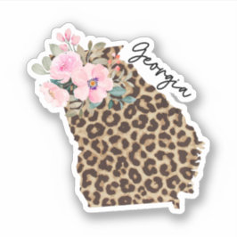 Georgiska staten Leopard Skriv ut med blommor Klistermärken