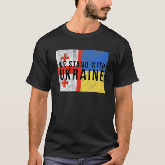 Georgiska ukrainska Flagga Flagga Friendly Land T Shirt