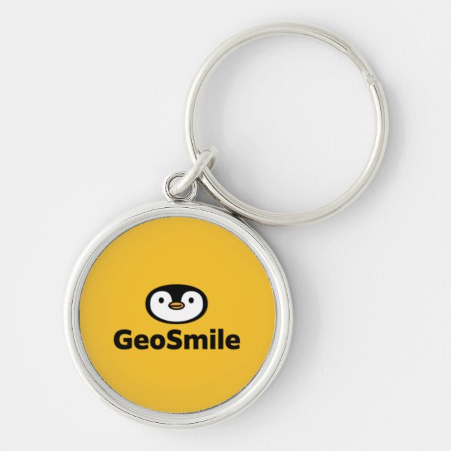 GeoSmile  Rund Silverfärgad Nyckelring (Framsidan)