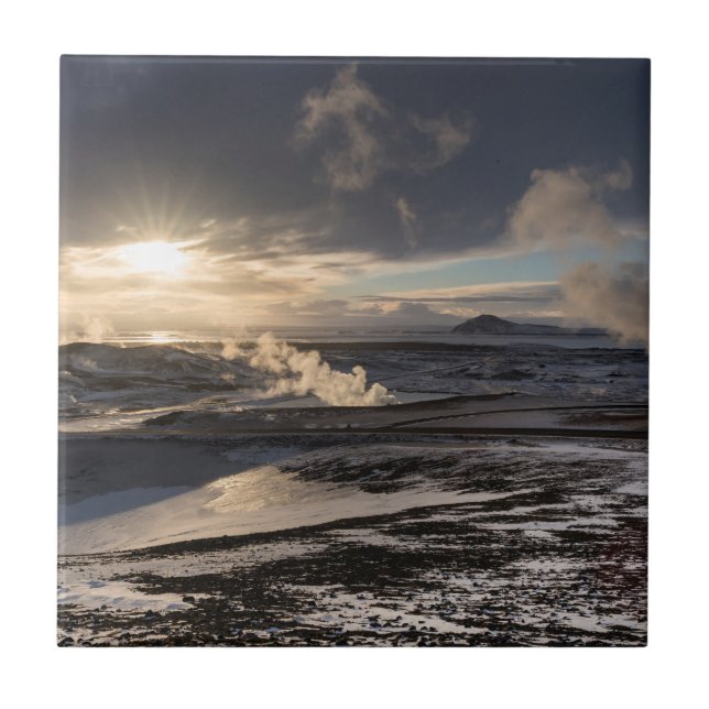 Geotermiskt vinterlandskap kakelplatta (Framsidan)