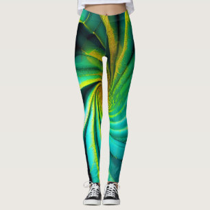 "GeoVibe: Grönt- och Gult Fusion Leggings" Leggings