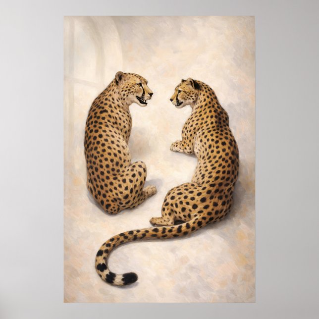 Gepard Duo Print, Maximalistisk Djurväggkonst Poster (Framsidan)