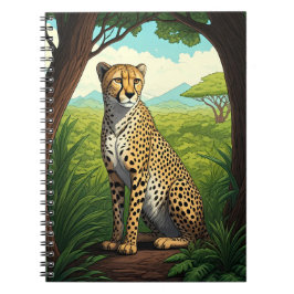 Gepard i frodig skog anteckningsbok