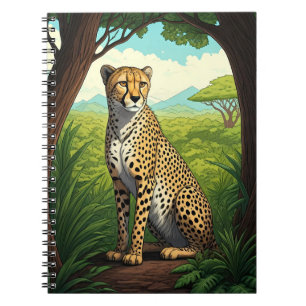 Gepard i frodig skog anteckningsbok