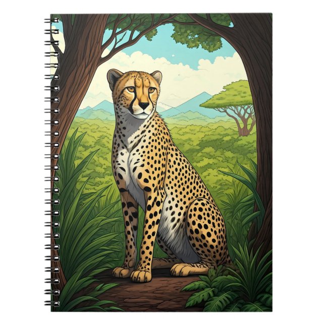 Gepard i frodig skog anteckningsbok (Framsidan)