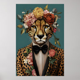 Gepard i kostymaffisch, Gepardporträtt, Gepard Poster