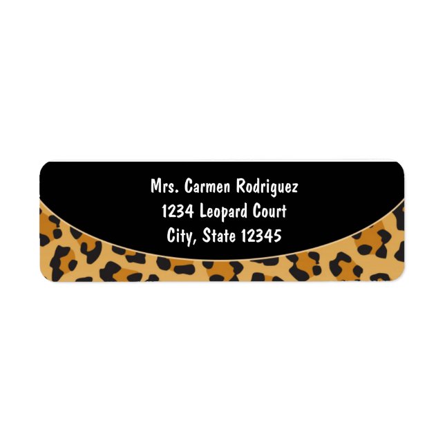 Gepard Leopardtryck Svarta Adressetiketter 2 Returadress Etikett (Framsidan)