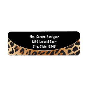 Gepard Leopardtryck Svarta Adressetiketter Returadress Etikett