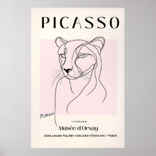 Gepard linjekonsttryck, Picasso affisch, Minimalis Poster