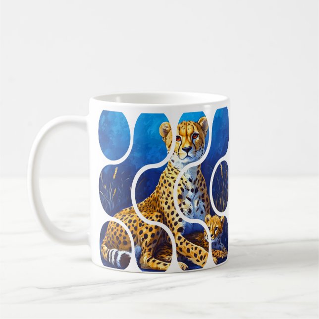 Gepard Mor och Unge Wildlife Design Kaffemugg (Vänster)