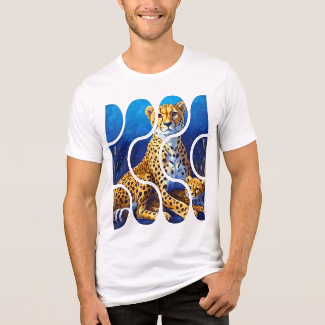 Gepard Mor och Unge Wildlife Design T Shirt (Framsida)