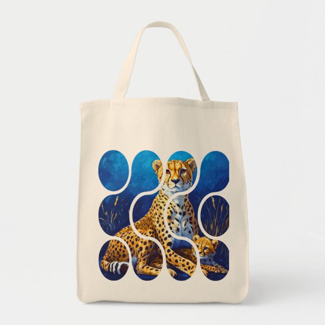 Gepard Mor och Unge Wildlife Design Tygkasse (Framsidan)