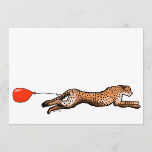Gepard- och röda ballong-festlig inbjudan