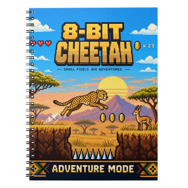 Gepard, Retro 8-Bit Pixel Art Anteckningsbok (Framsidan)