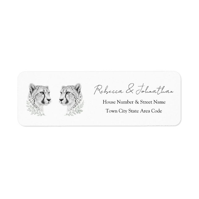 Gepard Returadress | Elegant Wildlife Stil Etikett (Framsidan)