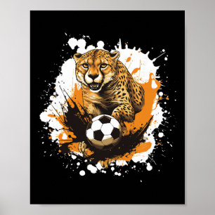 Gepard som spelar fotboll Roligt djur Poster