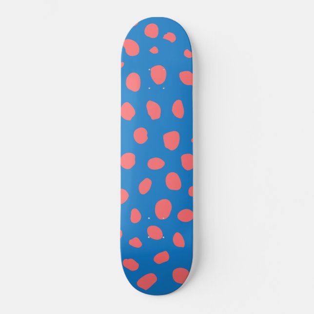 Gepardfläckar Coral Blue Mini Skateboard Bräda 18,5 Cm (Framsida)