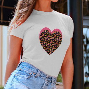 Gepardhjärta Rosa Svart T Shirt