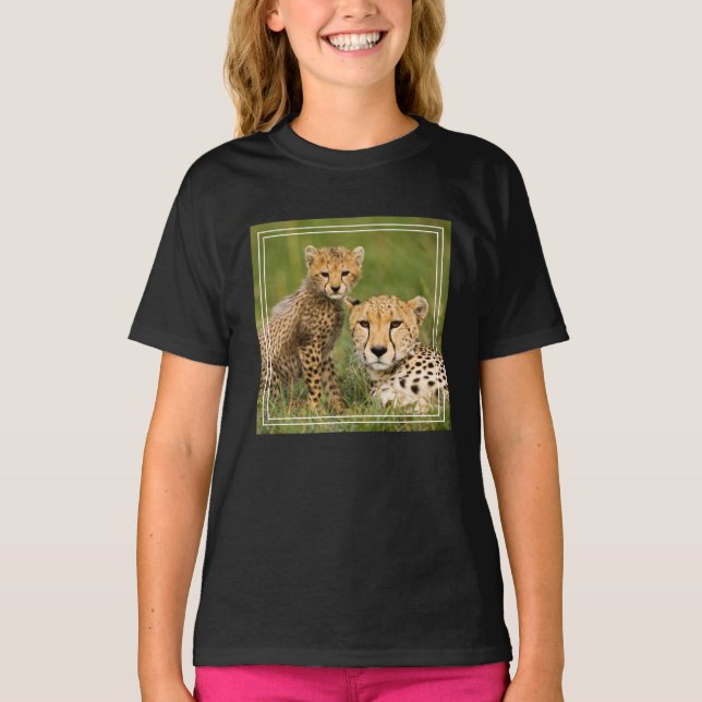 Gepardunge och förälder i gräs t shirt (Framsida)