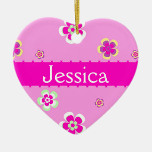 Gepersonaliseerde bloemen patroon met name julgransprydnad keramik