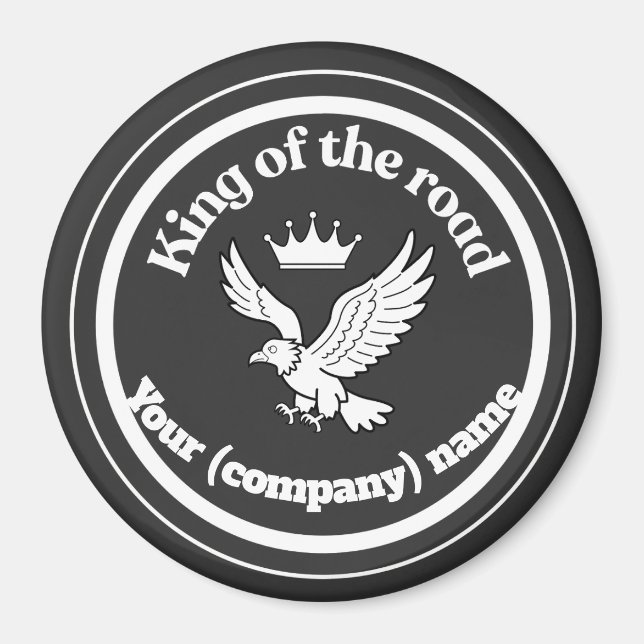Gepersonaliseerde King of the Road Chauffeur Badge Magnet (Framsidan)